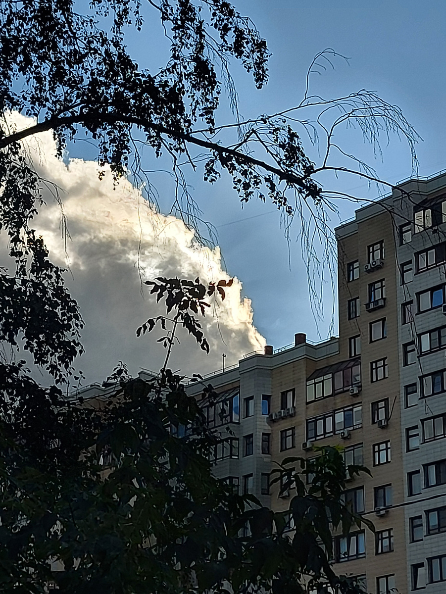 По пути к приставу попыталась сфоткать облако, которое похоже на дым, идущий из дома. 