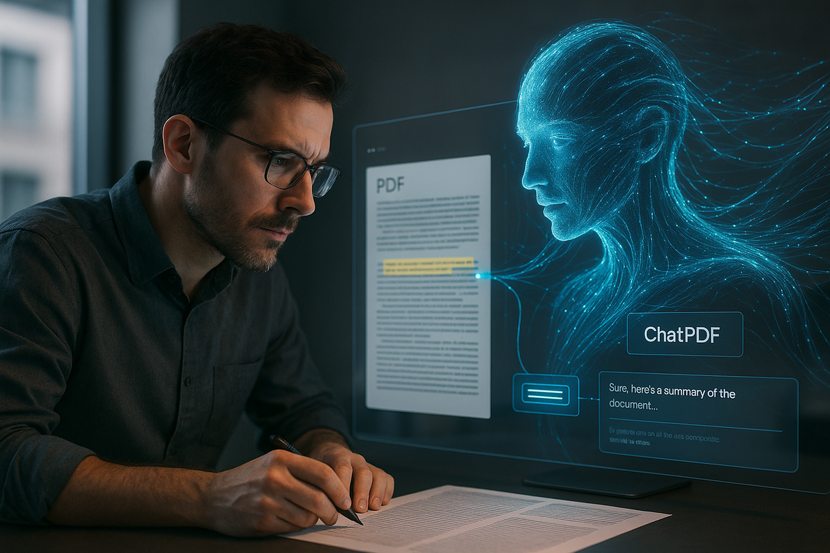ChatPDF превращает чтение сложных PDF в простой диалог с ИИ. Просто загружайте документ — и получайте ответы, резюме и пояснения в чате.