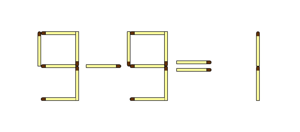 Какие две спички нужно переместить, чтобы сделать равенство верным?
