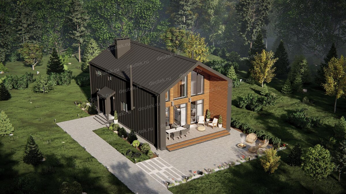 Проект одноэтажного дома 156 м2 в современном стиле с вторым светом