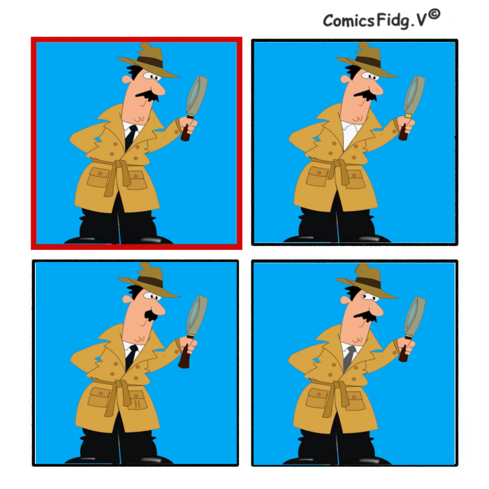 Найдите по три отличия картинки в красном квадрате от чёрного