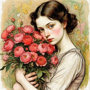 an armful of flowers
