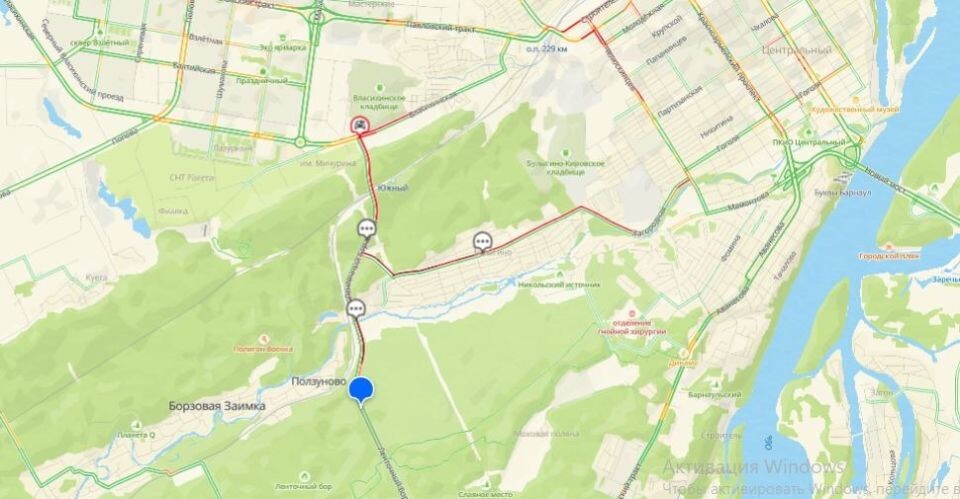    Пробка на шоссе Ленточный бор. Источник: 2ГИС