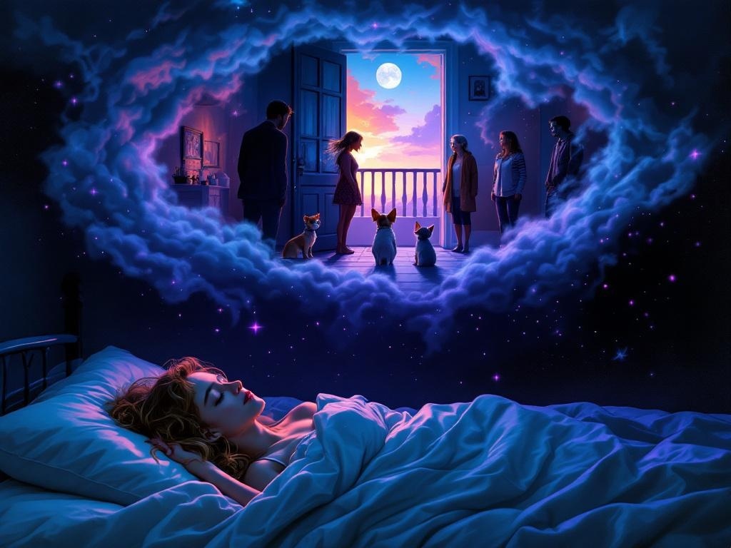    К чему такое снится: На картине изображен коридор, где главная героиня спасает собачку от зомби-сестры. В комнате виднеются через открытую дверь мама, бабушка, чихуахуа и кот, незнакомые