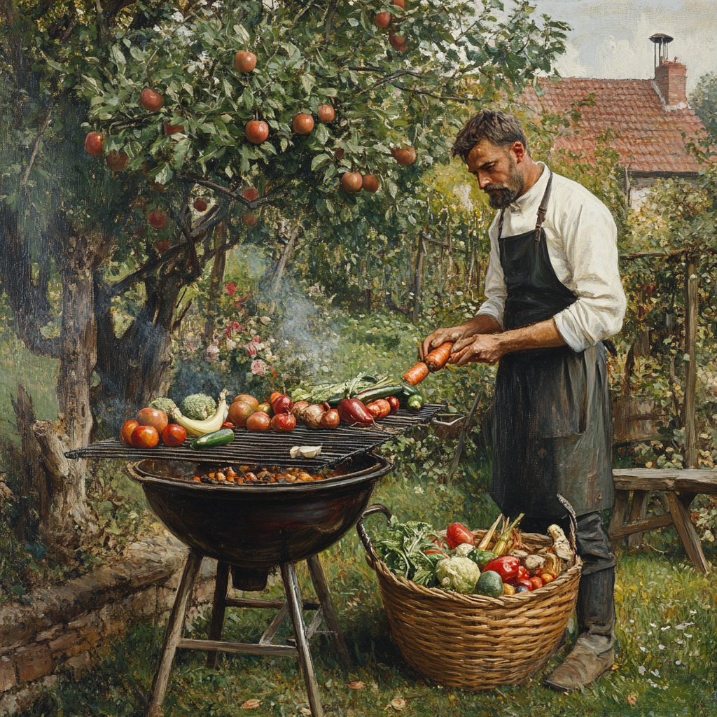 Готовим праздник для друзей - овощи гриль и мясо на мангале