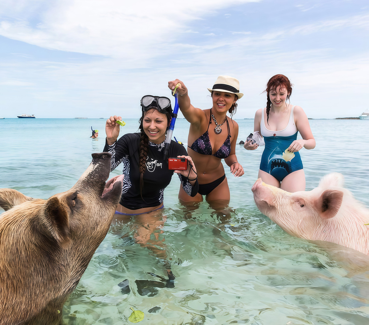 Свиньи ждут угощения 