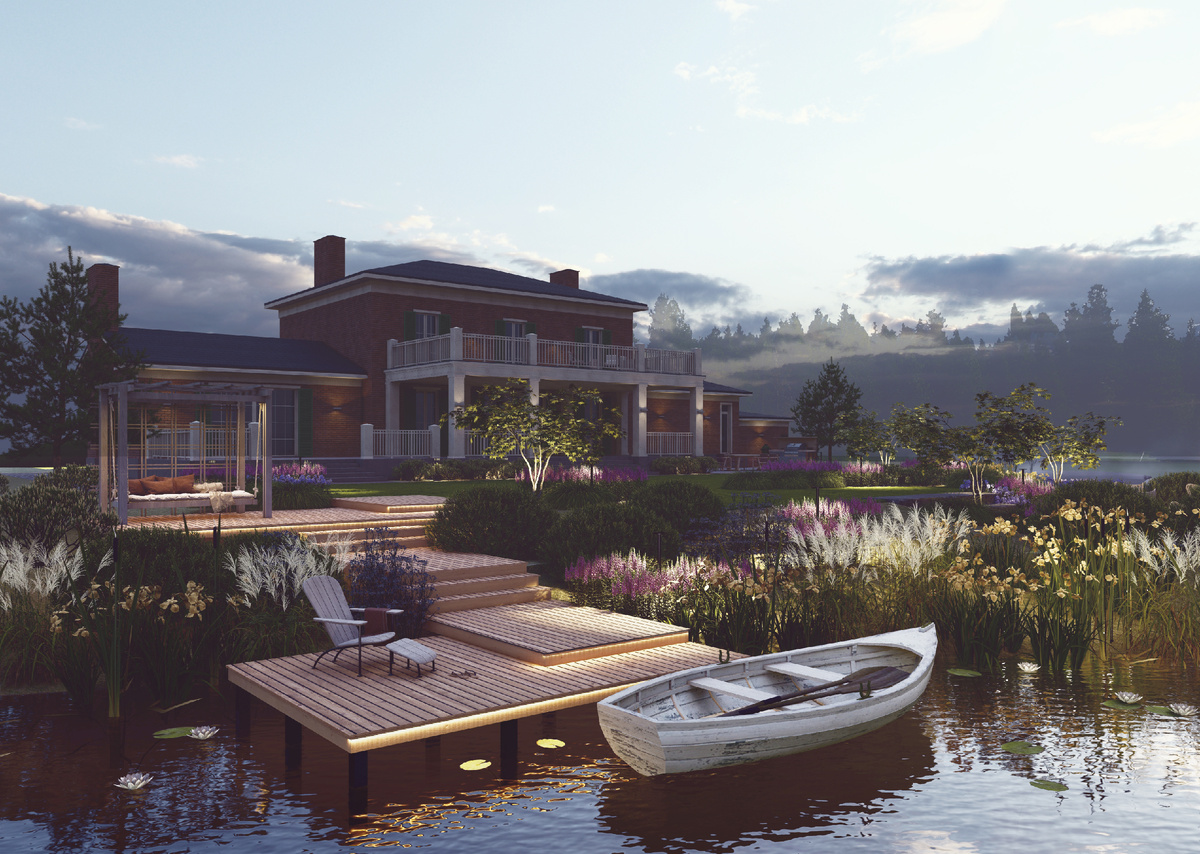 Зона многоуровневого причала. Вечер.