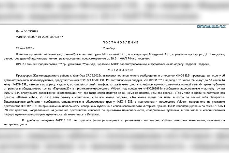    Постановление Железнодорожного районного суда Улан-Удэ Республики Бурятия