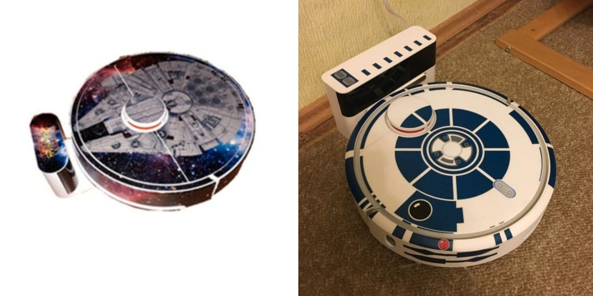 Наклейка на пылесос в виде "Тысячеленего сокола" и R2-D2 из звёздных войн 