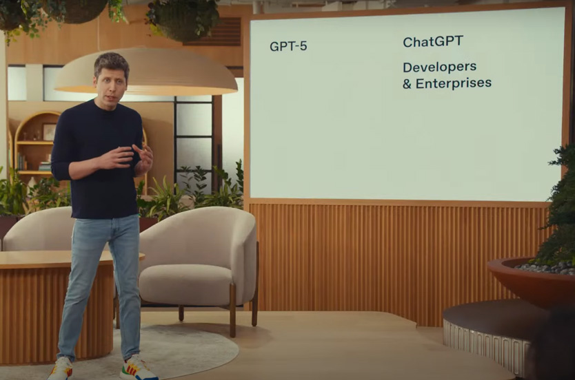    Сэм Альтман на презентации GPT-5   
Фото: OpenAI / YouTube