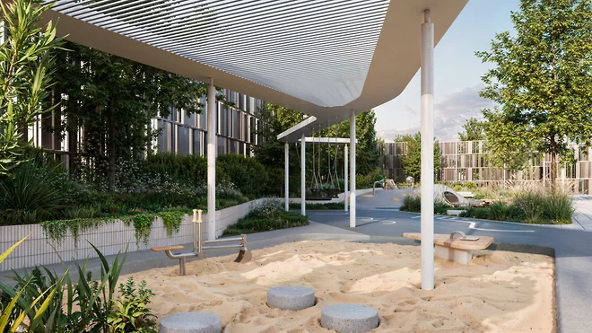 Визуализация территории детского сада в жилом комплексе STONE Sokolniki