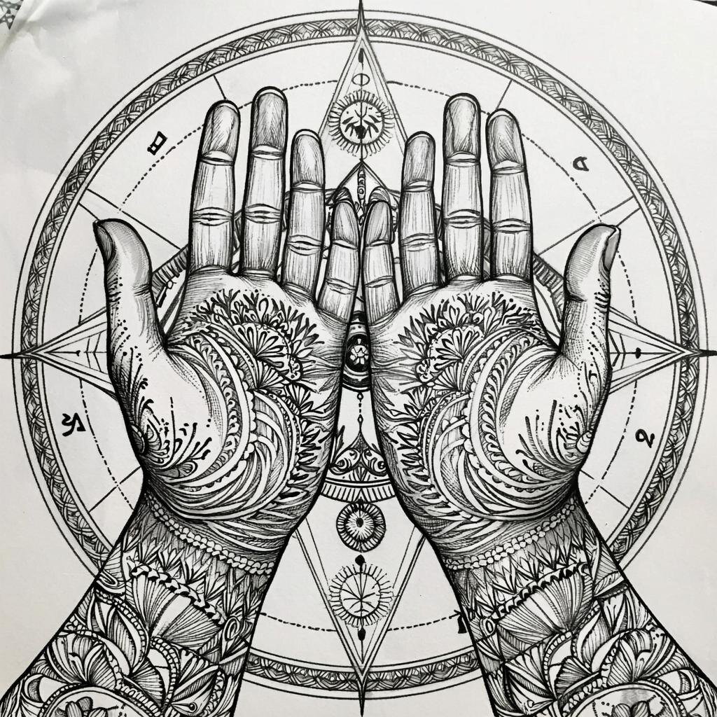 Хиромантия. Иллюстрация сгенерирована нейросетью