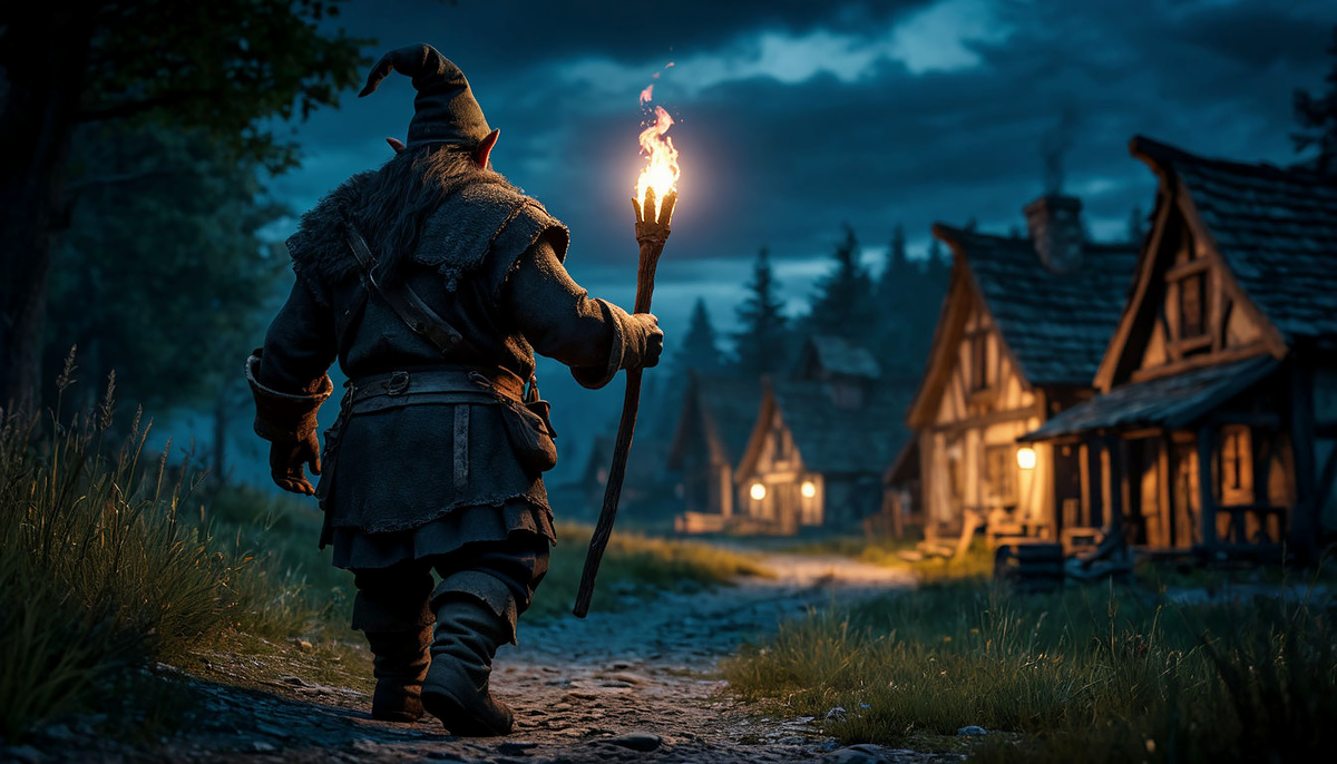 Чёрный гном приходил в деревню.