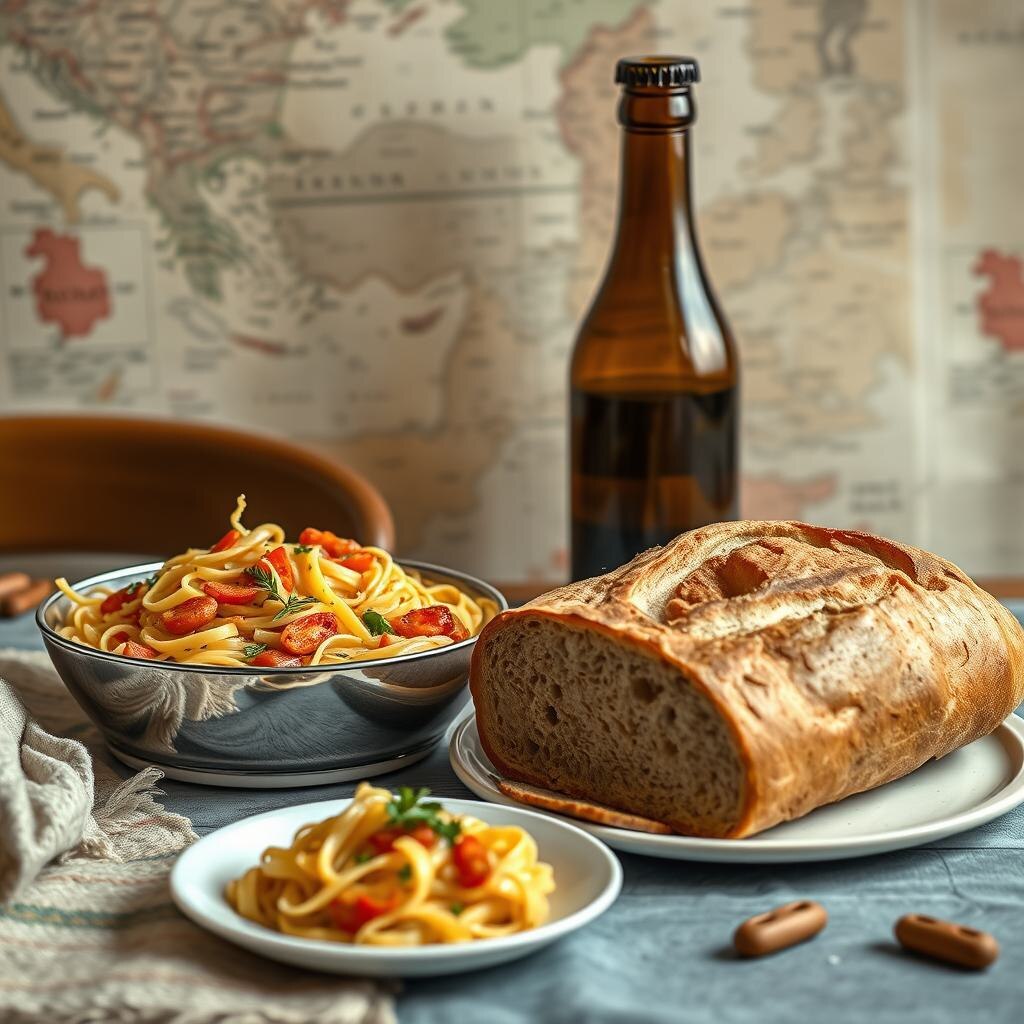 Миграция вкусов: итальянская паста и немецкий хлеб на одном столе