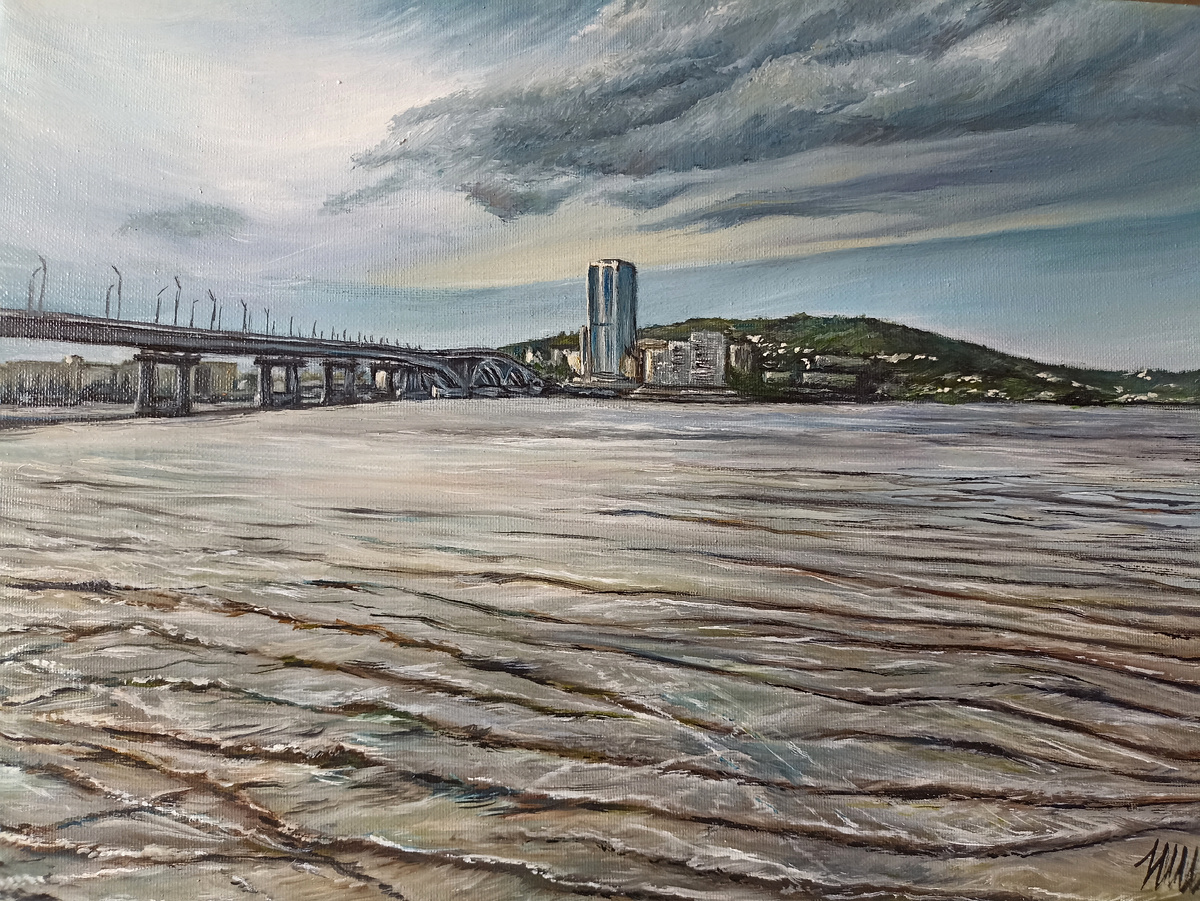 "Между Саратовом и Энгельсом", Н. Швецова, масло/холст, 30*40см