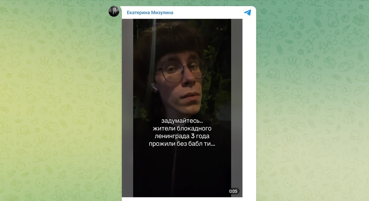 Скриншот Telegram-канала Екатерины Мизулиной