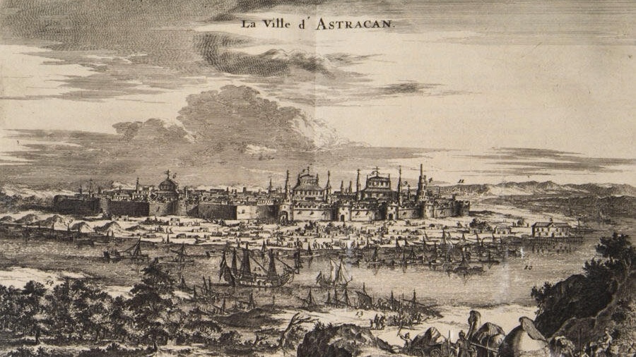 Астрахань XVII века, гравюра
