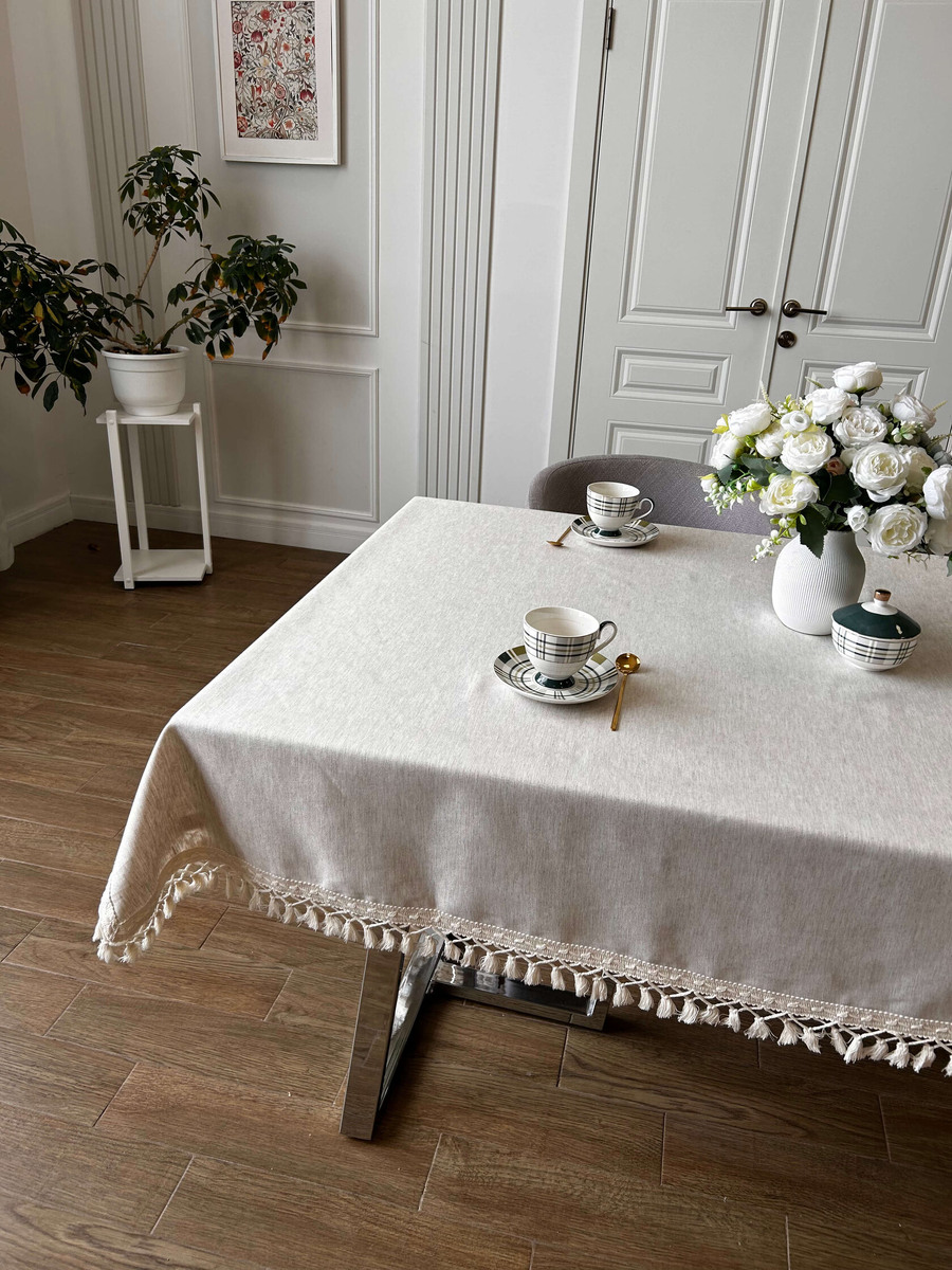 Льняная скатерть с бахрамой от Ларго-Маркет