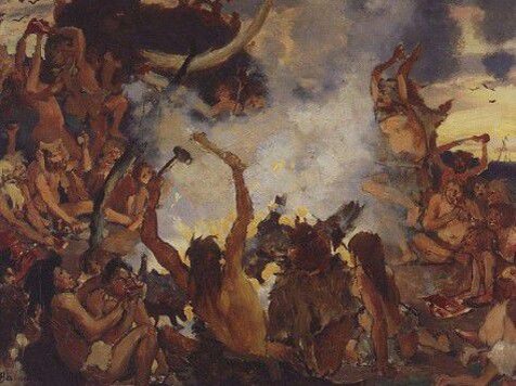 В.М.Васнецов «Каменный век. Пиршество», 1883. Эскиз для росписи Государственного исторического музея в Москве.