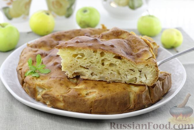 кефир, яйца, сахар, мука, яблоки, сода, соль