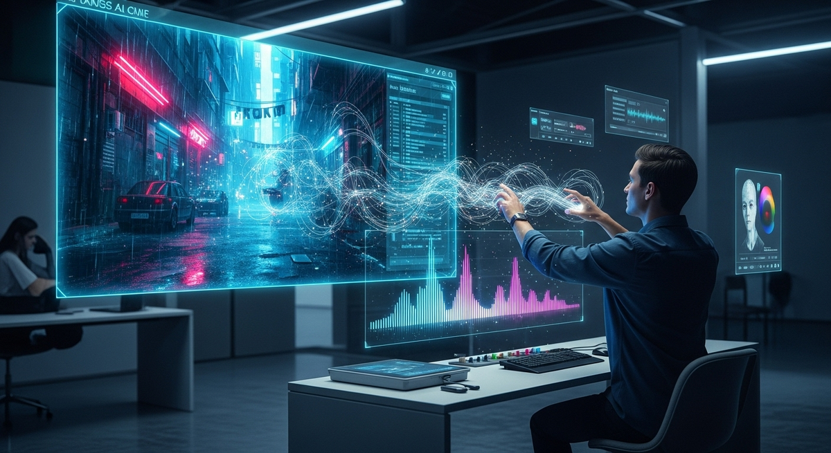 Descript меняет подход к монтажу: редактируйте аудио и видео, просто правя текст транскрипта. Встроенный ИИ удалит лишние слова и даже озвучит новые фрагменты вашим голосом.