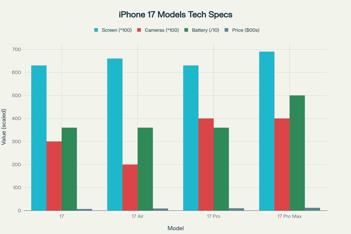 Сравнительная таблица технических характеристик всех моделей iPhone 17
