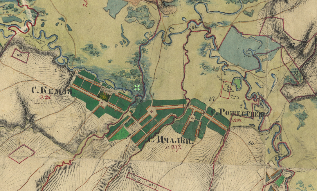 Фрагмент карты Менде Нижегородской губернии. 1850-е гг. 