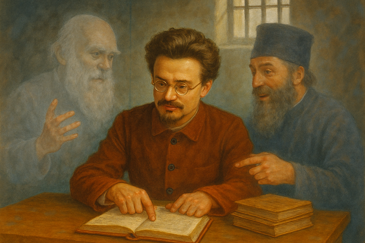 Воображаемые собеседники Троцкого в одиночной камере: Дарвин и священник