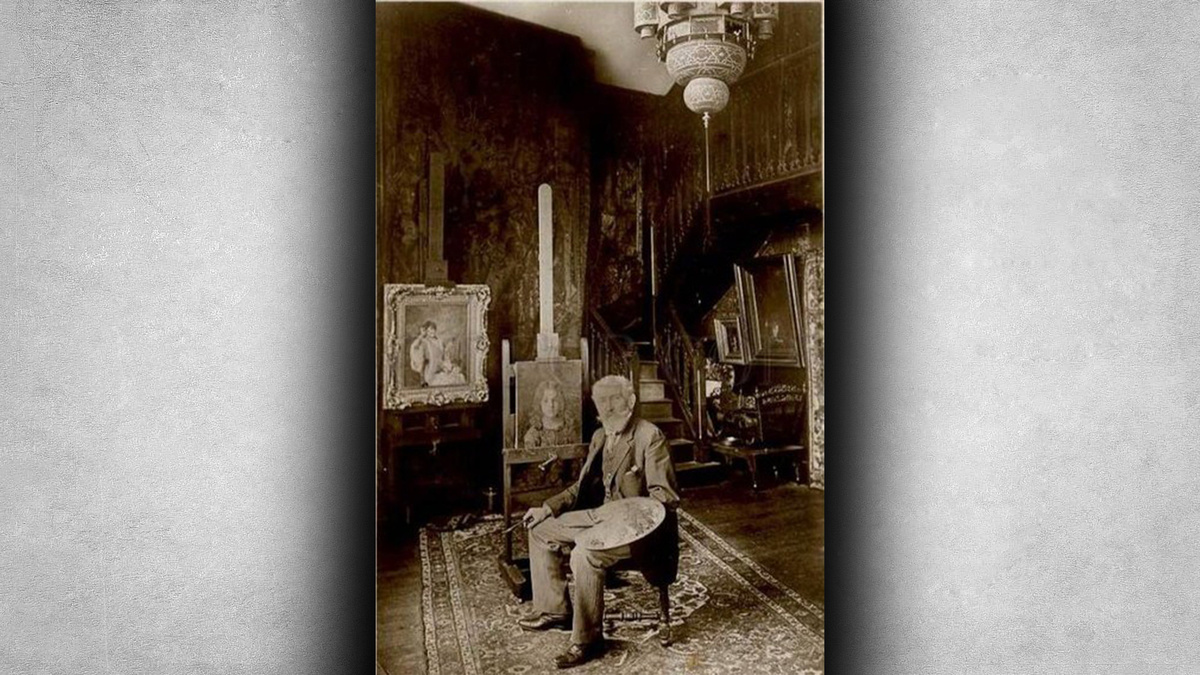 Алексей Харламов в мастерской, 1890 г.