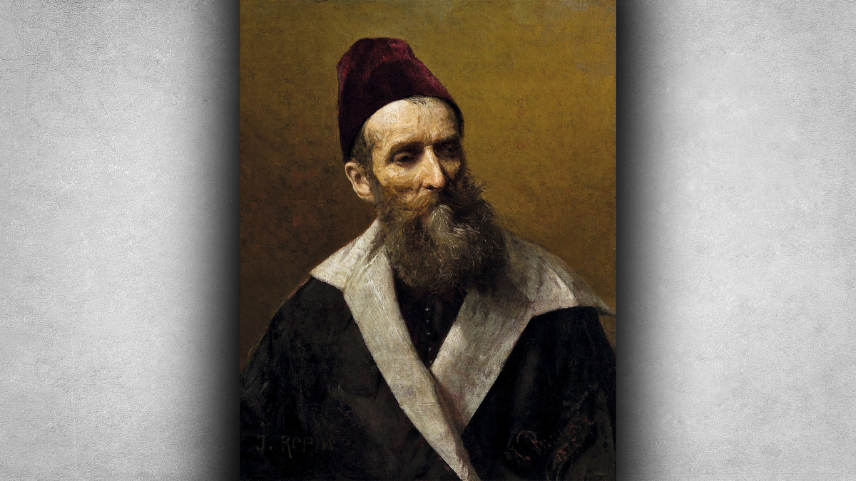 Илья Репин - Портрет мужчины в средневековом костюме (Портрет художника Алексея Харламова), 1875 г.