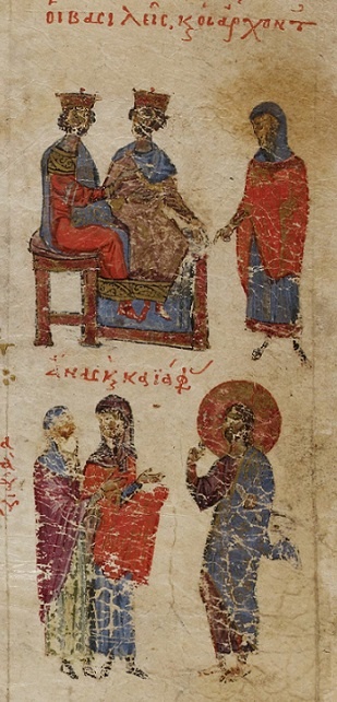 Иллюстрация ко второму псалму. Псалтирь Феодора. 11 в.