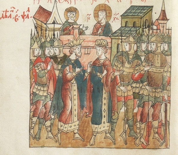 Иллюстрация ко второму псалму. Годуновская ипатьевская псалтирь. 16 в.