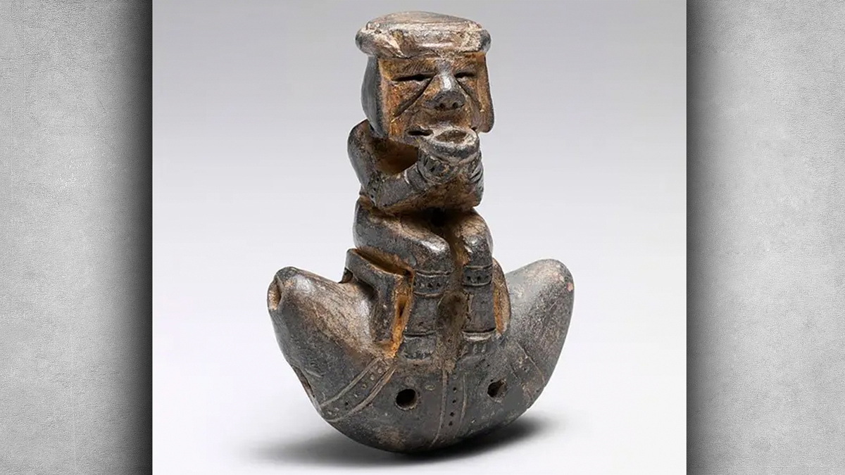 Керамическая свистулька (окарина) доколумбового периода (1300-1500 гг.), народ тайрона, Сьерра-Невада-де-Санта-Марта, Колумбия