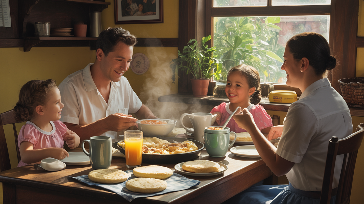 Арепа на семейном завтраке в Венесуэле