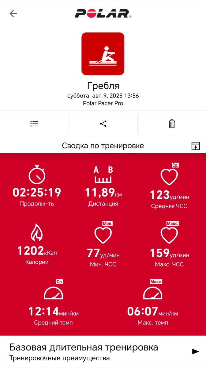 Скрин из приложения Polar flow