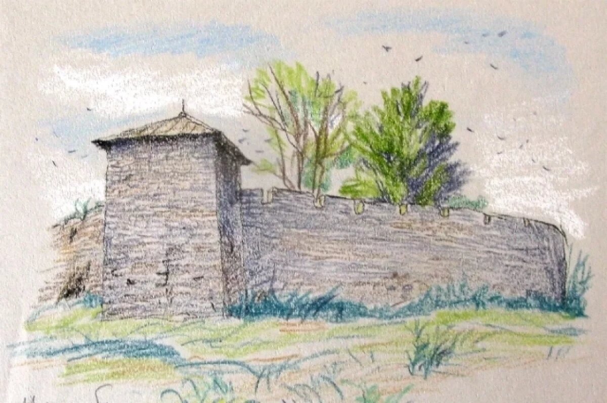    Пастель Бориса Диодорова «Порхов. Малая башня» (2002) из фондов музея-заповедника «Михайловское» сейчас можно увидеть на выставке, развёрнутой в «Музейной почте».