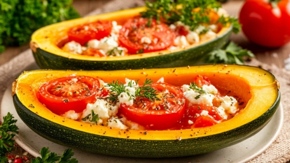 «Лодочки» с творогом и томатами