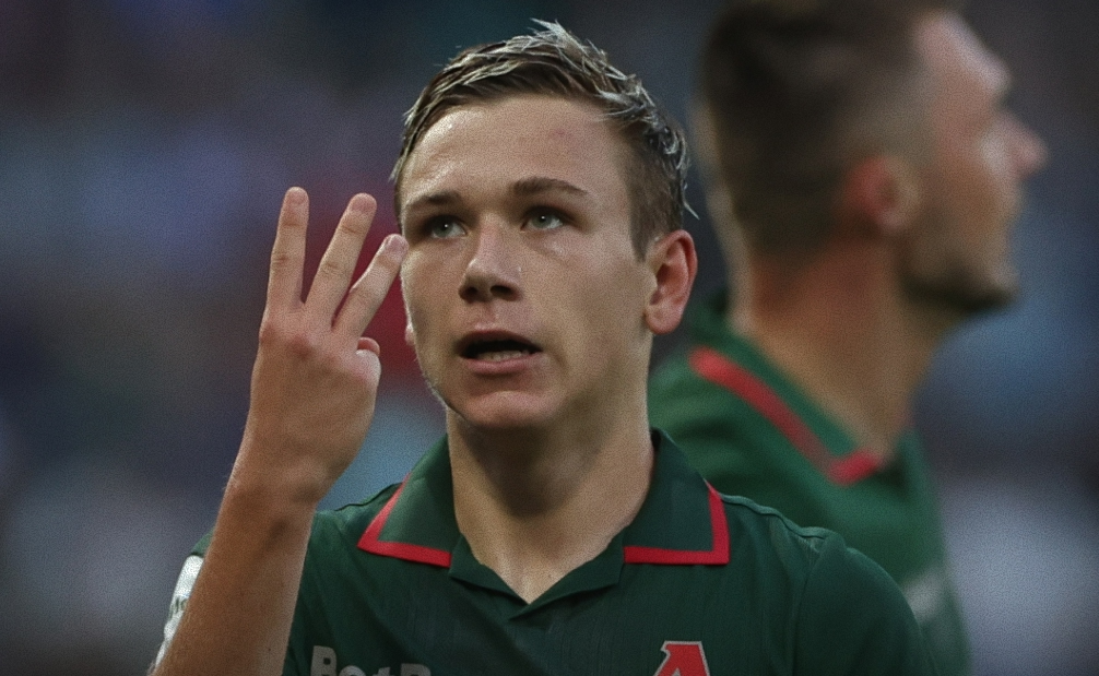 Алексей Батраков впервые в карьере забил три мяча - и сразу "Спартаку". Фото: ФК "Локомотив"