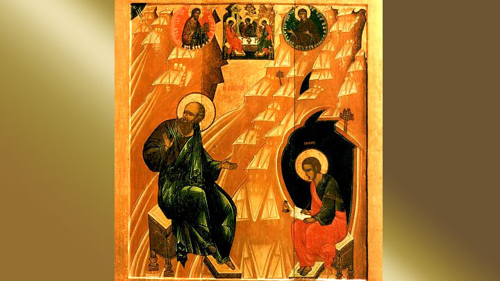    АПОСТОЛ ИОАНН БОГОСЛОВ И ЮНЫЙ АПОСТОЛ ПРОХОР. ФОТО: PRAVOSLAVIE.RU