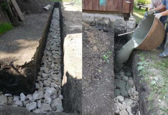 Бутовый фундамент с применением цемента