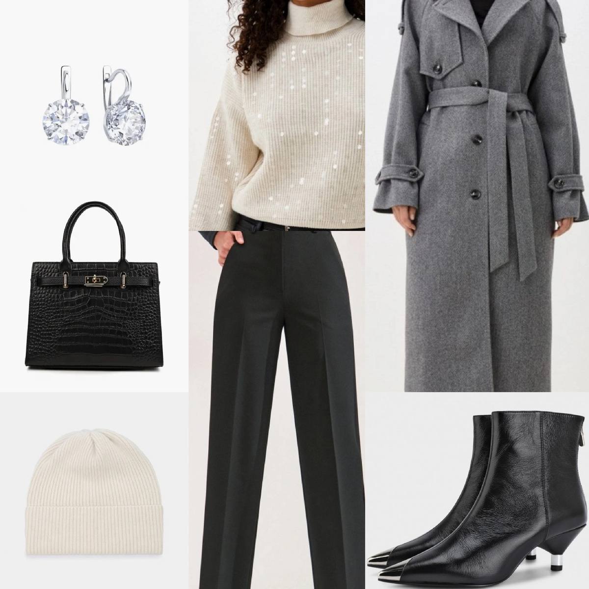 Черный, молочный и серый 🫶🏻 Напомню, что акцентные вещи в тренде и такой милый свитер с пайетками будет чудесно смотреться и в повседневных образах, и в нарядных. 