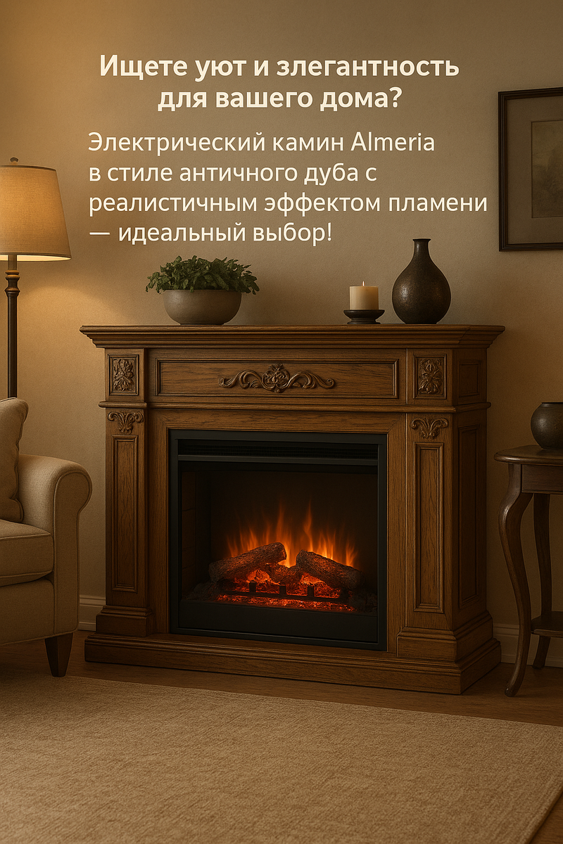    Электрический камин Almeria: создайте уют классики с эффектом живого пламени Kamin