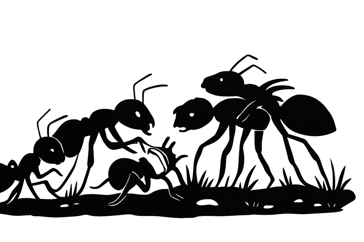 Сцена из жизни муравьёв, где забота и лечение становятся частью их стратегии выживания.