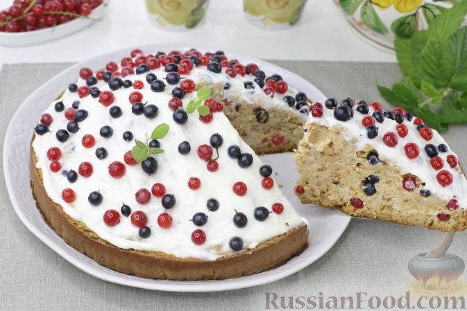 смородина красная, смородина чёрная, сметана, мука, яйца, сахар, сода, сахар ванильный, загуститель для сметаны