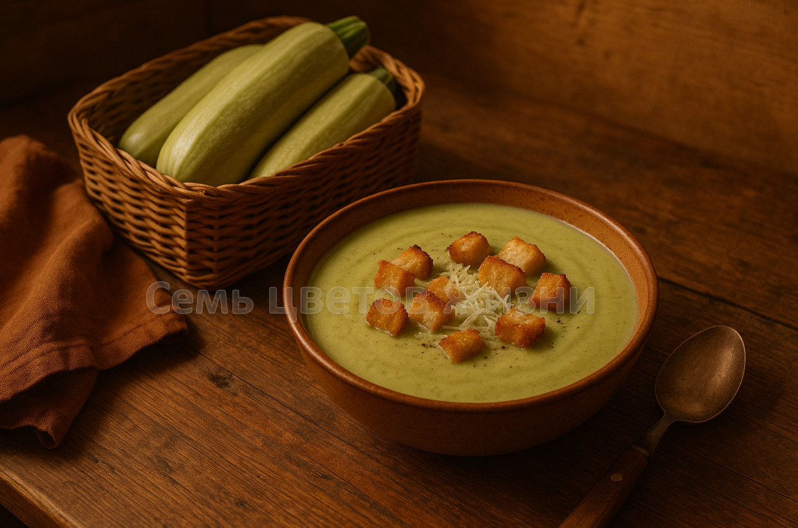 Суп-пюре из кабачков с гренкамис чесноком. Зимой- "просто язык проглотишь"