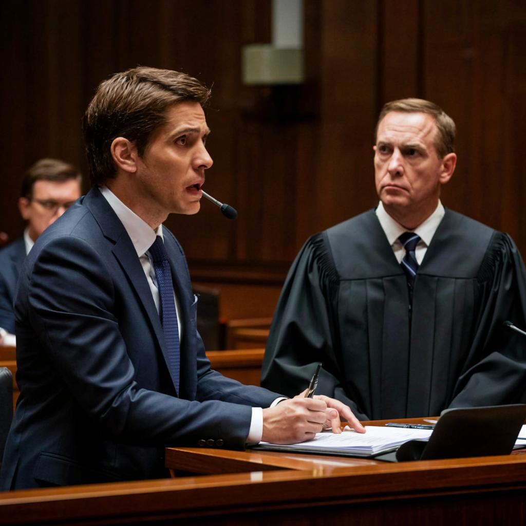 Именно так предствляет себе противостояние юриста и адвоката в суде нейросеть "Кандинский". 