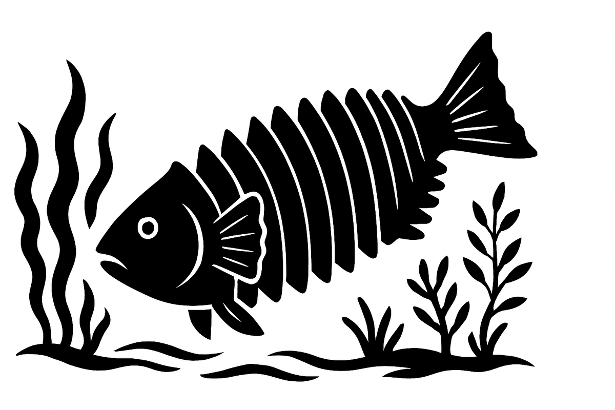 Сцена под водой, где рыба-гармошка вытягивается и сжимается, словно аккордеон, среди морских растений — визуализация её уникальной способности менять форму.