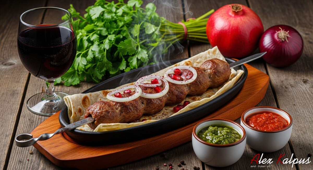 Кабаби. Если на Ближнем Востоке и в Средней Азии люля-кебаб готовится исключительно из баранины с курдючным жиром, то в Грузии утвердился дуэт говядины и свинины (часто в равных пропорциях).