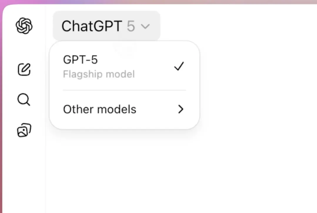 Интерфейс ChatGPT, в котором GPT-5 выбрана в качестве флагманской модели для обработки языка ИИ
