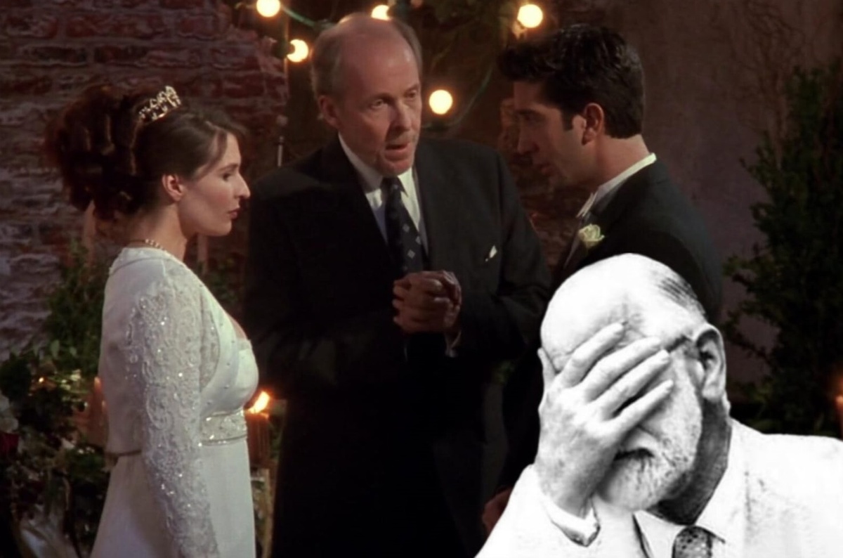 Росс называет имя Рейчел у алтаря (Сериал "Друзья", 4 сезон)